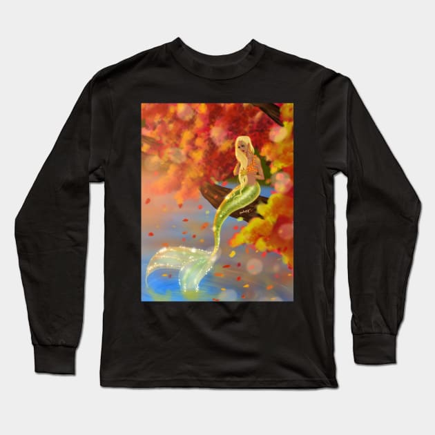 Autumn Mermaid Long Sleeve T-Shirt by amadeuxway